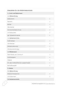 Abfahrtskontrolle Checkliste