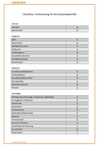 Checkliste für den Katastrophenfall