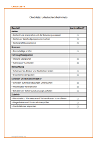 Checkliste: Urlaubscheck beim Auto