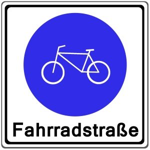 Die Fahrradstraße wird durch das Zeichen 244 ausgewiesen.