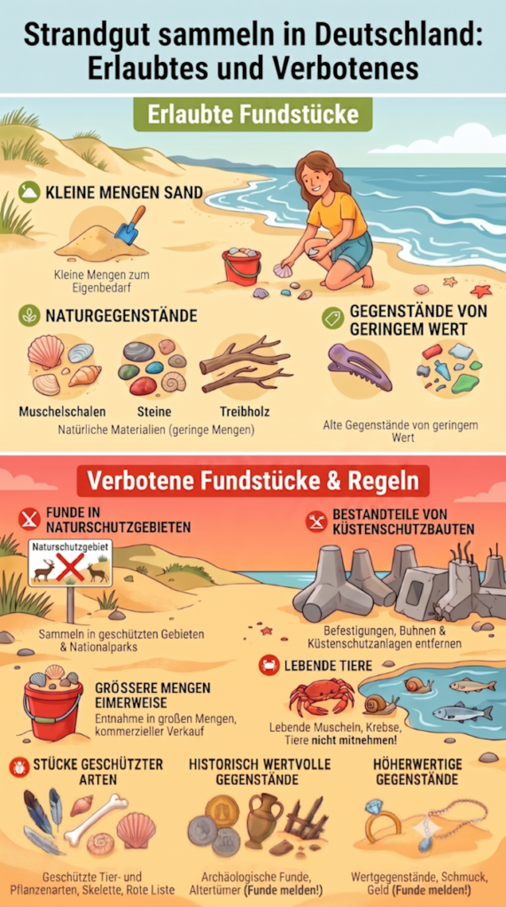 Grafik: Wenn Sie Strandgut sammeln, sollten Sie die Regeln kennen!
