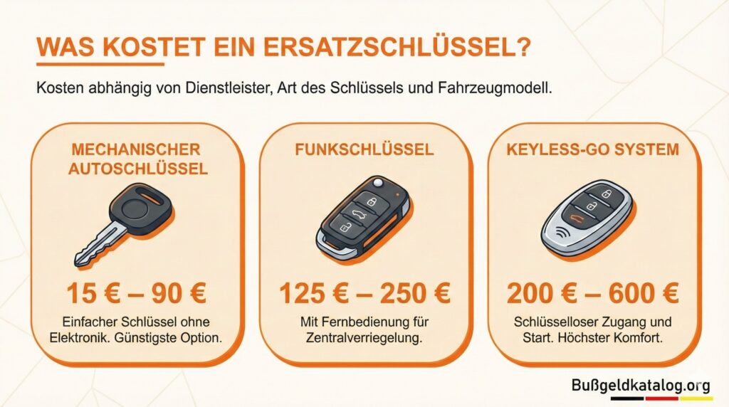 Diese Grafik veranschaulicht, wie viel es kostet, den Autoschlüssel nachzumachen.