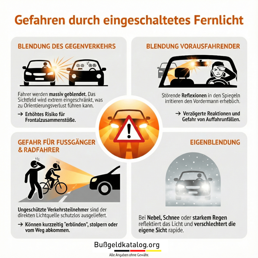 Infografik: Gefahren durch Fernlicht