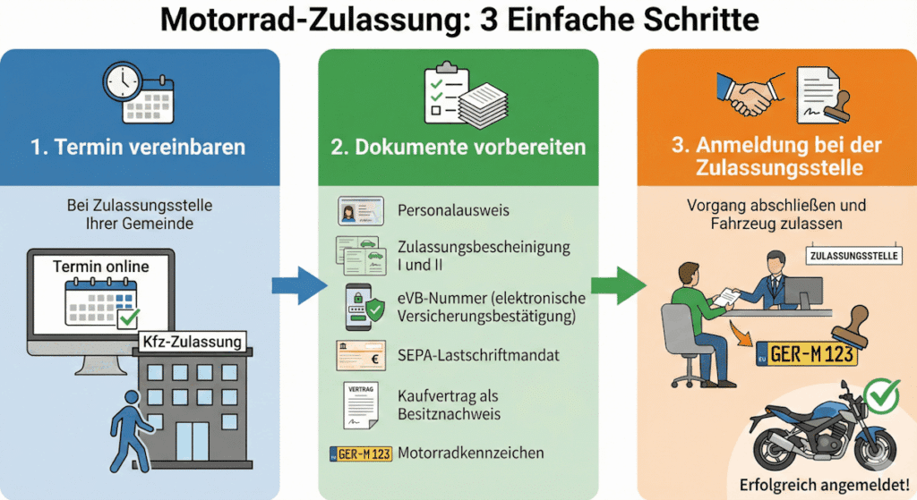 Welche Schritte müssen Sie unternehmen, um Ihr Motorrad zuzulassen?