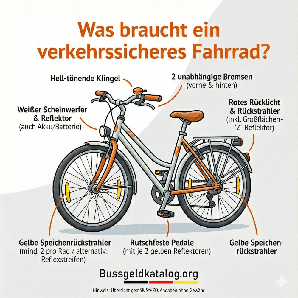 Infografik: Was braucht ein verkehrssicheres Fahrrad?