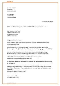 Musterbrief Fur Die Versicherung Zur Schadensregulierung