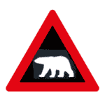 Verkehrszeichen Norwegen: Achtung, Eisbär.