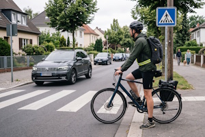 Wollen Radfahrer eine Straße überqueren, müssen sie für den Vorrang absteigen.