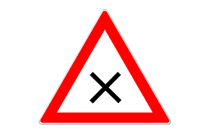 Das Rechts-vor-links-Straßenschild steht häufig vor gefährlichen Kreuzungen und Einmündungen.