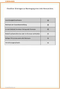 Rote Kennzeichen beantragen: Checkliste