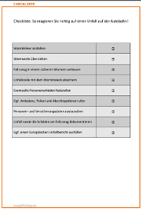 Unfall auf der Autobahn? Checkliste nutzen!