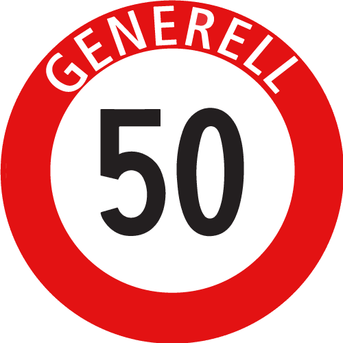 Verkehrszeichen der Schweiz: Tempo 50 generell
