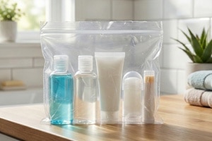 Was darf man im Flugzeug an Flüssigkeiten mitnehmen? Im Handgepäck sind nur Behälter bis 100 ml erlaubt.