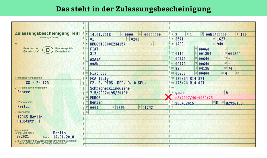 Zulassungsbescheinigung Teil 1: EG-Typengenehmigung