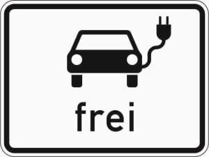 Zusatzschild: Elektrofahrzeuge frei