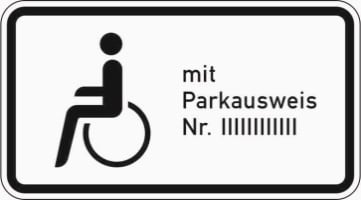 Zusatzschild: Schwerbehinderte mit Parkausweis