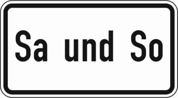 Zusatzschild: Wochentage