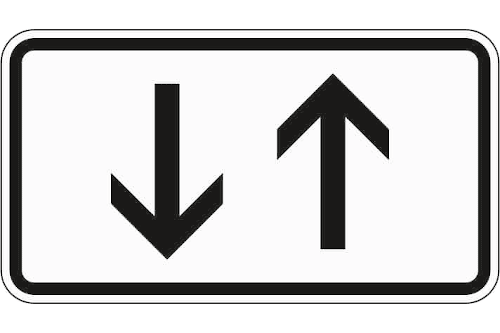Zeichen 1000-31: Beide Richtungen, zwei gegengerichtete senkrechte Pfeile