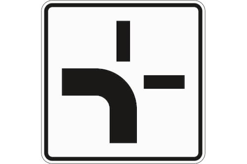Zeichen 1002-10: Verlauf der Vorfahrtstraße an Kreuzungen - von unten nach links